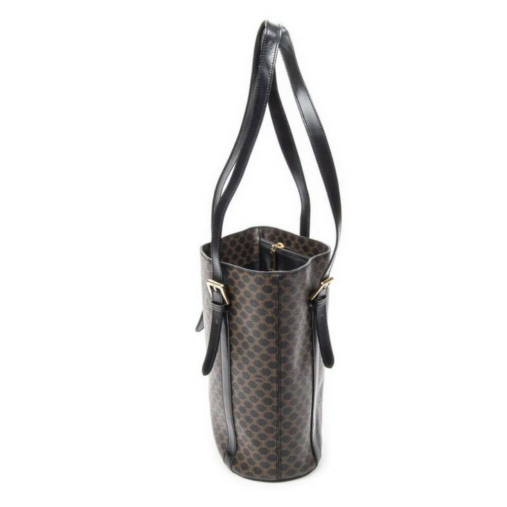 Celine Vintage Vertical Shopping Tote Brown Black Macadam Canvas - Picture 3 of 10